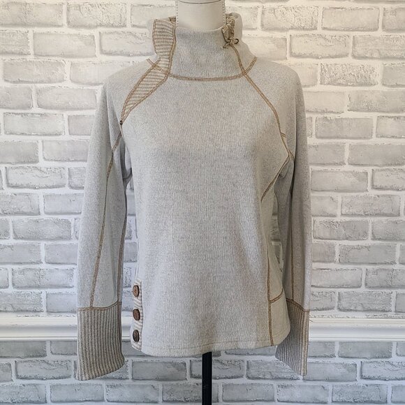 Prana Lucia Wool Blend Mock Neck Sweater Pullover M Classic Quiet Luxury - Picture 1 of 9